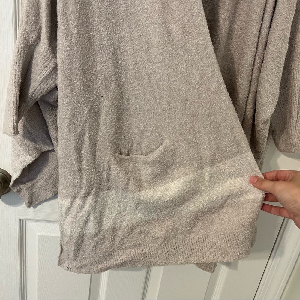 Barefoot Dreams Cozy Chic Lite Cardigan One Size Open Pockets Beige Cream Long - Picture 8 of 8